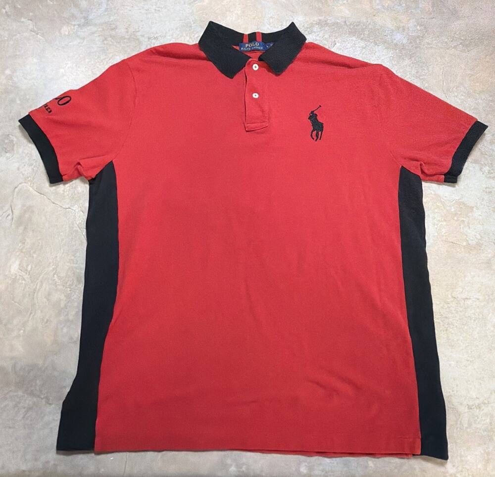 Polo Ralph Lauren RED Intense Short Sleeve Shirt Graphic Big Pony On Back Large